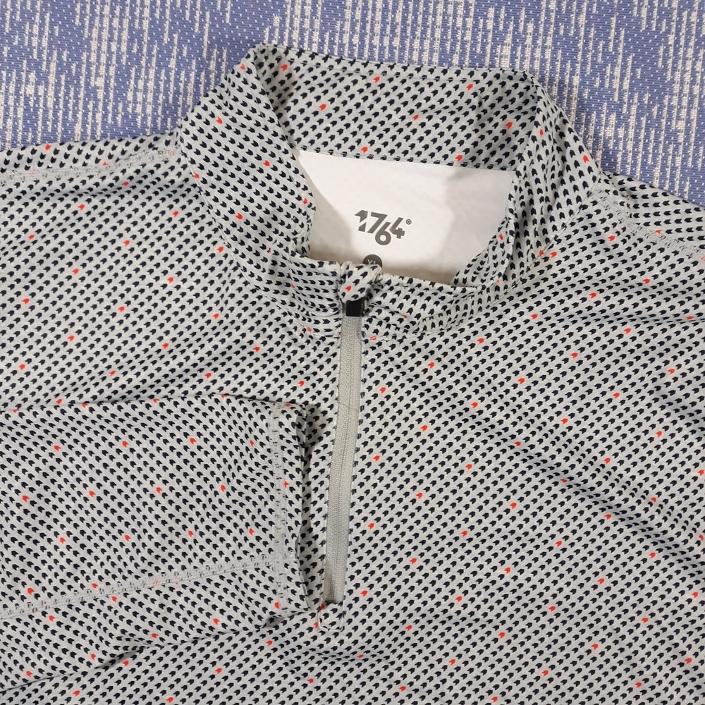 1764 Golf Shirt 1/4 Zip Pullover Mens XL Geometric Stretch Lightweight Gray